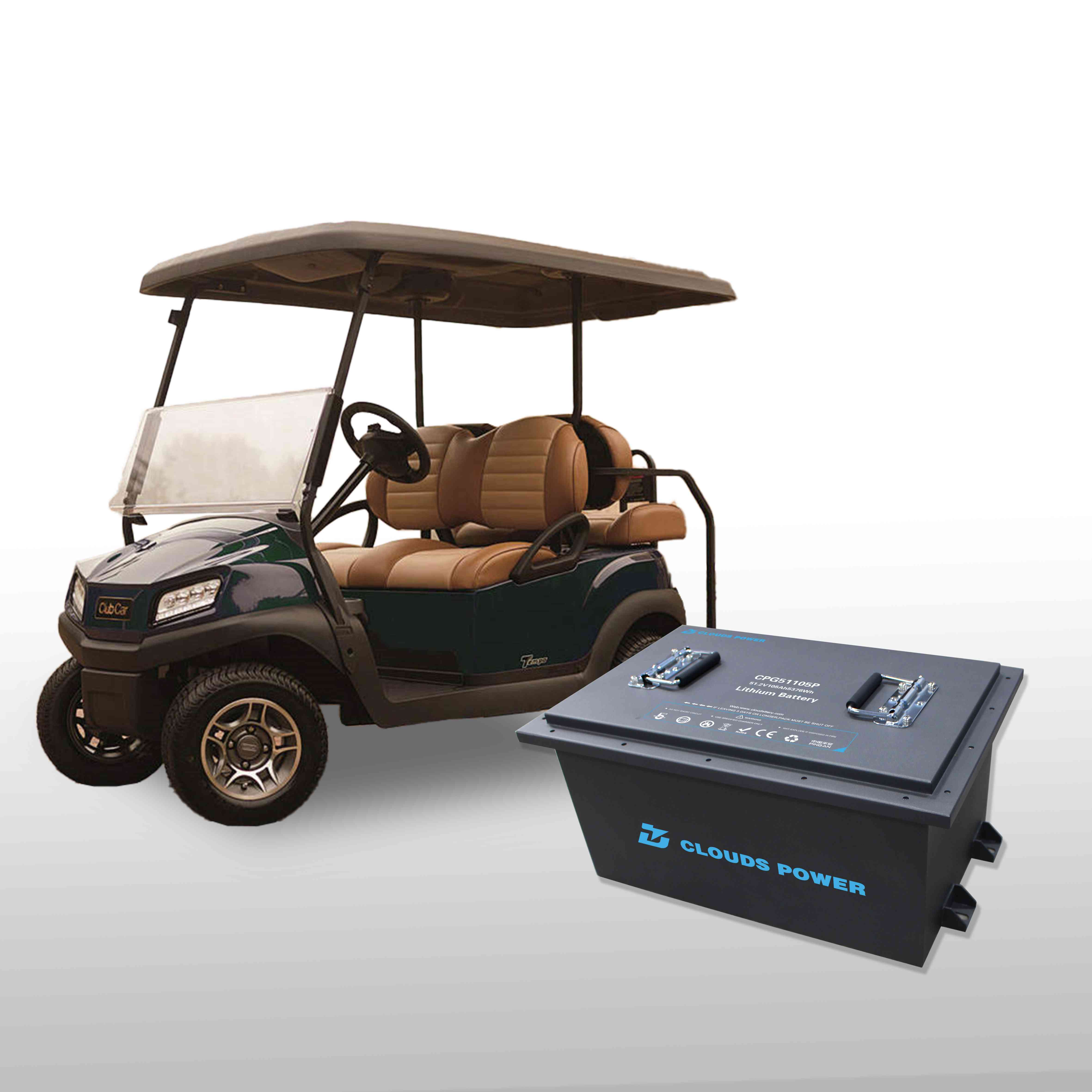 Clouds Power 51.2V105Ah LiFePO4 Electric Golf Cart Battery for Club Car